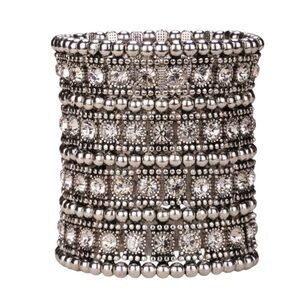 Vintage Antique Silver and Multi-Layer Crystal Cuff Bracelet